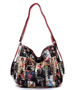 Magazine Cover Collage Convertible Shoulder Bag Backpack OA2737 MTRED